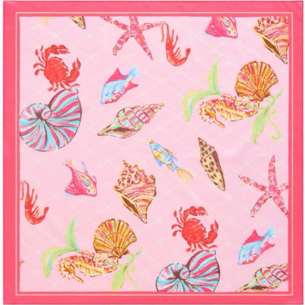 Pink Sea Life Print Scarf